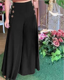Fongt Spring / Summer 2023 Pants Women's Button Elastic High Waist Summer Wide Leg