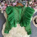 Lace Lace Long-Sleeved Shirt-Outfit