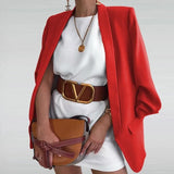 Autumn Women Solid Lapel Blazer Jacket Casual Long Sleeve Office Lady Work Suit Coat Elegant Femme Outerwear Cardigan