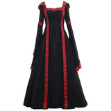 Vintage Swing Dress Square Collar Lace Waist Flared Sleeve Halloween