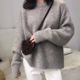 Languid Lazy Wind Sweater Female Autumn Winter Retro Wind Foreign Style Loose Inside A Soft Waxy Knit Jacket To Wear-Outfit
