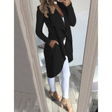 Fongt Big-Size Wish Ebay Fashion Pure Color Collar Repair Long Wind Coat Woman