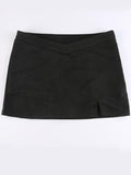 Lined Detail Split Cargo Mini Skirt-Outfit