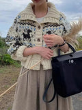 Buttoned Retro Printed Cardigan-Outfit