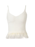 Fongt Temperament Sexy Blouse 2025 Autumn/Winter New V-Neck Splicing Knitted Feathers Slimming Sling Vest Female Tide