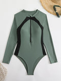 2025 New Sexy Racing Surf Suit Color Conjoined Zipper Tight Body Repair Swimsuit Swimsuit