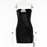 Fongt Women's Winter 2024 New Sexy Strapless Strap To Purse Hip Women's Dress-Outfit