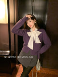Fongt Xixi 2025 Winter White Standard Korean Version Of Elegant Solid Color With Wool Knitted Shirt Small Sweater Girl 25374