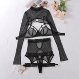 Black Fishnet Lingerie Set-Outfit