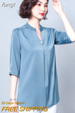Women's Blouse Fashion Solid Tops for Women Half Length Sleeve Top V-neck Loose 2023 Female Clothing OL Basic Sexy
