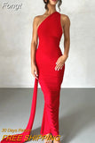 Backless Sexy Maxi Dresses for Women 2023 Diagonal Collar Pleated Bandage Dress Elegant Party Evening Bodycon Dress