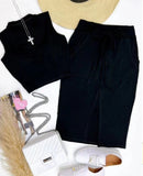 Fongt New Women's Wear Sleeveless Round Collar Splicing Belt Pocket Slit Short Skirt Two-Piece