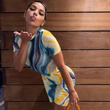 See-Through Bodysuit Leggings Shorts Two Pieces Sets Printed Women Sexy Stretch Slim Short Sleeve Soft Rompers 2021