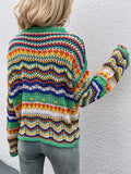 Rainbow Stripe Crochet Knit Sweater-Outfit