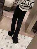 Knitted Pants Straight High Waist Women's Flared Pants Klein Blue LOOSE Thicken High Strecth Slim Side of Fungus