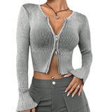 Fongt Vintage Autumn Pair Hottie Double-Opened Zipper Sexy Blouse Woman