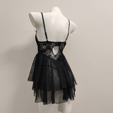 Fongt Sexy Pajamas High-End Ballet Mesh With Chest Cushion Steel To Seeto-Back Sling Skirt Suit