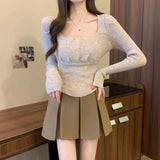 Fongt Skirt Women's Large Size 100-Fold Skirt 2025 New High-Rise Slim Small Man Anti-Walking Spring, Autumn And Winter A Short Skirt