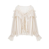 Sexy Shirts Women See Through Boho Mesh Blouse Summer Ruffle Flare Sleeve Elegant Peplum Tops Ruffles Ladies Blusas