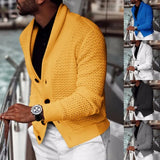 Fongt Fashion Autumn And Winter Men's Cardigan Pure Color Fashion Casual Slim Knit Cardigan Sweater