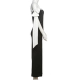 Black Off-Shoulder Tie Up Midi Dress-Outfit