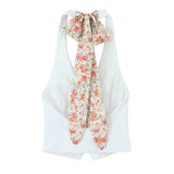 Fongt Women's Explosive Print Thin Scarf Ornament Hanging Neck Top High Waist Shorts Set