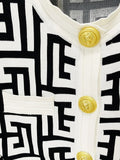STREET Newest 2023 Fall Winter Fashion Designer Jacket Women's Lion Buttons Monogram Jacquard Knit
