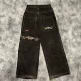 Baggy Jeans For Men Retro Embroidery Hip-Hop Goth Street Clothing-Outfit