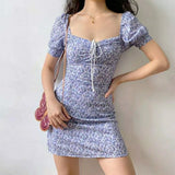 Fongt Female 2024 Spring Summer New Lace Bubble Sleeves Show Thin Waist Floral Skirt Women's