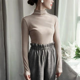 Solid Bottoming t Shirt Women Spring Autumn Tee Shirts Korean Turtleneck Slim Long Sleeve Black White T-shirts 90s tops