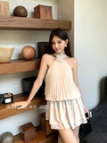 Fongt Xixi 13 Lines 2025 Summer New Korean Version Of The Temperament Chiffon Shirt Sleeveless Top Lady 88381