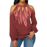 Women Cold Shoulder Long Sleeve