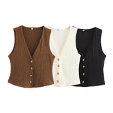 Fongt Women's Clothing 2025 Autumn New Texture Vest Top + Straight Trousers Set