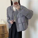 Baseball Collar 90 White Duck Down Down Jacket Women's Short 2024 Winter Fashion Knit Stitching Puffs Feel Bread Clothes Tide-Outfit