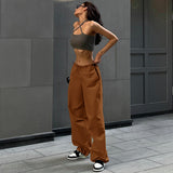 Fongt Rope Girded Casual Workwear Trousers Women Street Fashion Trend Women's Simple Loose