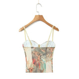 New Waist Keel Three-Dimensional Steel Ring Printed Halter Blouse-Outfit