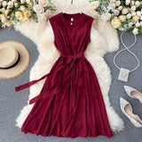 Minority Dress 2023 New Summer Heart Machine Hollowed-Out Round Collar Commuter Dress Sleeveless Back Heart Skirt-Outfit
