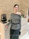 Fongt Xixi 2025 Autumn White Standard Temperament Shoulder Wool Bottom Shirt Long-Sleeved Knitted Shirt Female 25-9075
