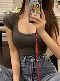 Basic Solid Crop Tee-Outfit