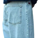 Year's Popular Style Y2K Street Boy Jeans Hip-Hop Cartoon Embroidered Blue Jeans-Outfit
