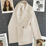 Fongt Metal Button Suit Jacket Female Fall 2024 New British Style Design Sense Double Breasted Korean Suit-Outfit