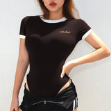Round Neck Short-sleeved Bodysuit-Outfit
