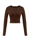 Long Sleeve Ribbed Crop Top-Outfit