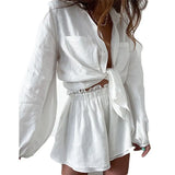 Fongt Women's Casual Fashion Sleek Sleeker Shorts Shirt Set In Summer 2025