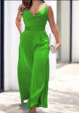 Fongt 2023 New Fashion Sexy V-Neck Belt Waist Sling Suit Pants-Outfit