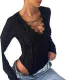 Fongt New Women's Sexy Thread Tie Fishbone Hot Girl Slim
