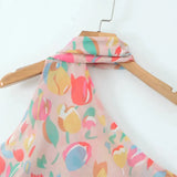Printed Scarf Halter Strap Mini Dress-Outfit