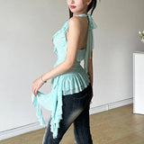Fongt 2024 Summer Women's Flounce Sleeveless Jacket Is Elegant And Slim Vest-Outfit
