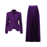 Temperament Elegant Style Suit 2025 New Collar Embroidered High-Rise High-Rise 100-Folded Skirt