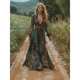Fongt Shein Ethnic Bohemian Print Holiday Beach Dress